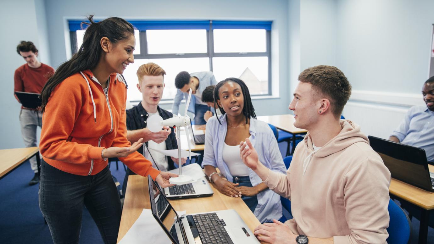 Students talking in class